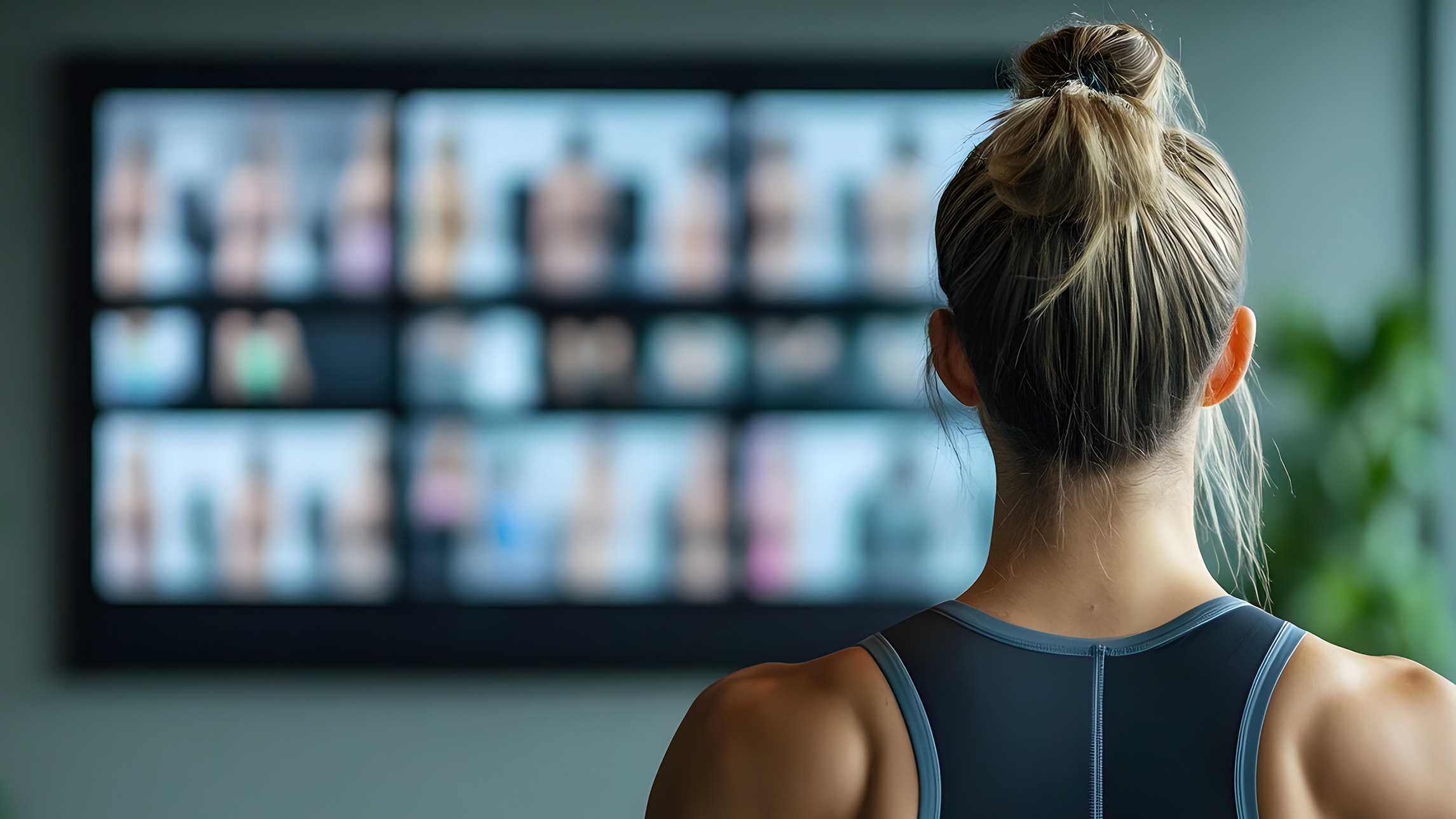 Photo of woman in virtual fitness studio