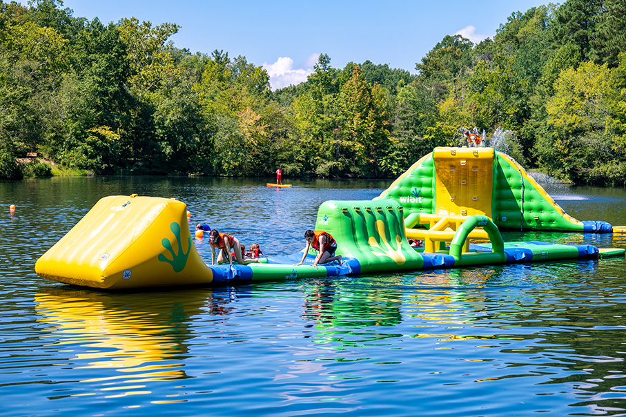 Water inflatable obstacle course at Piney Lake