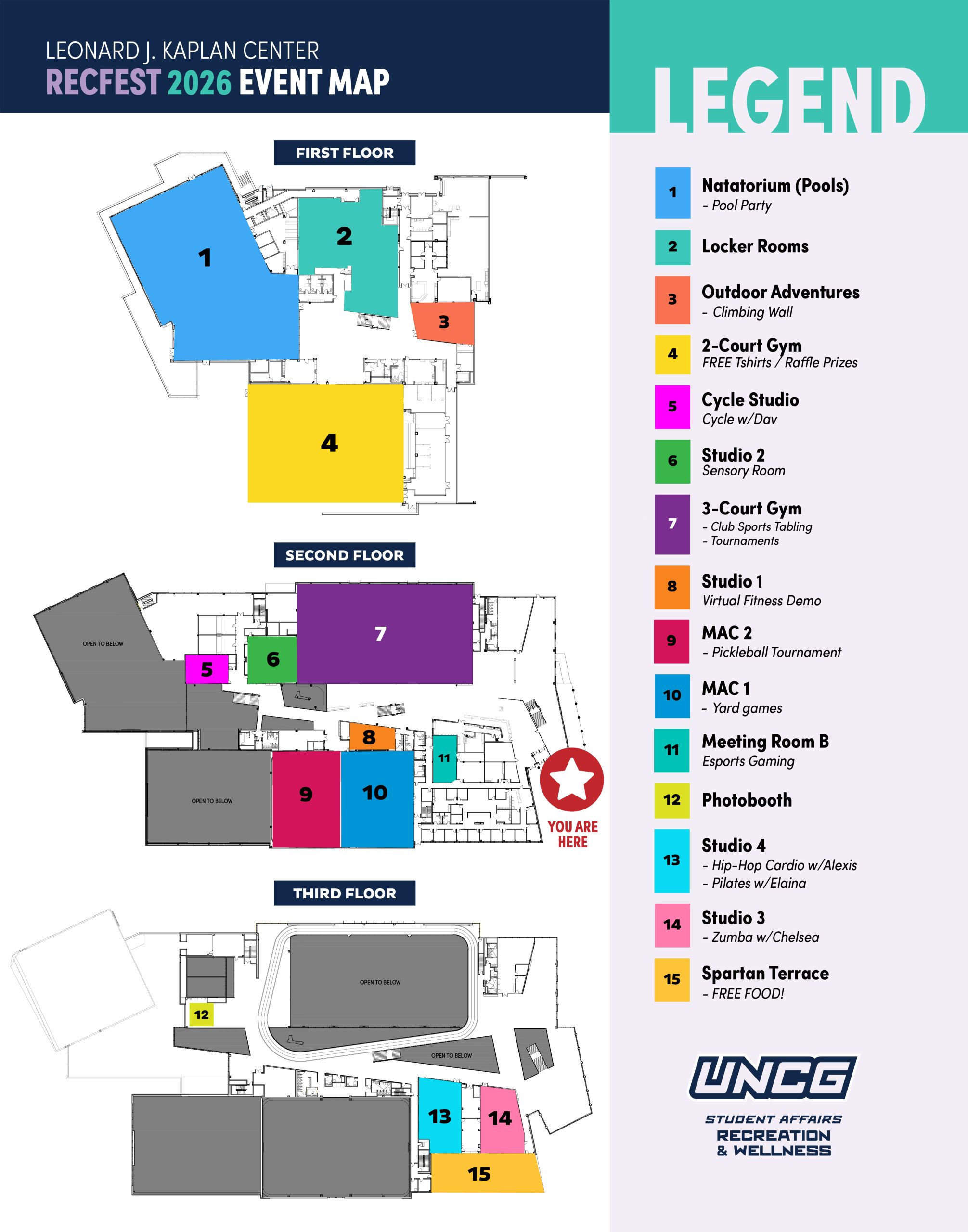 RecFest 26 Map of Activities in the Kaplan Center