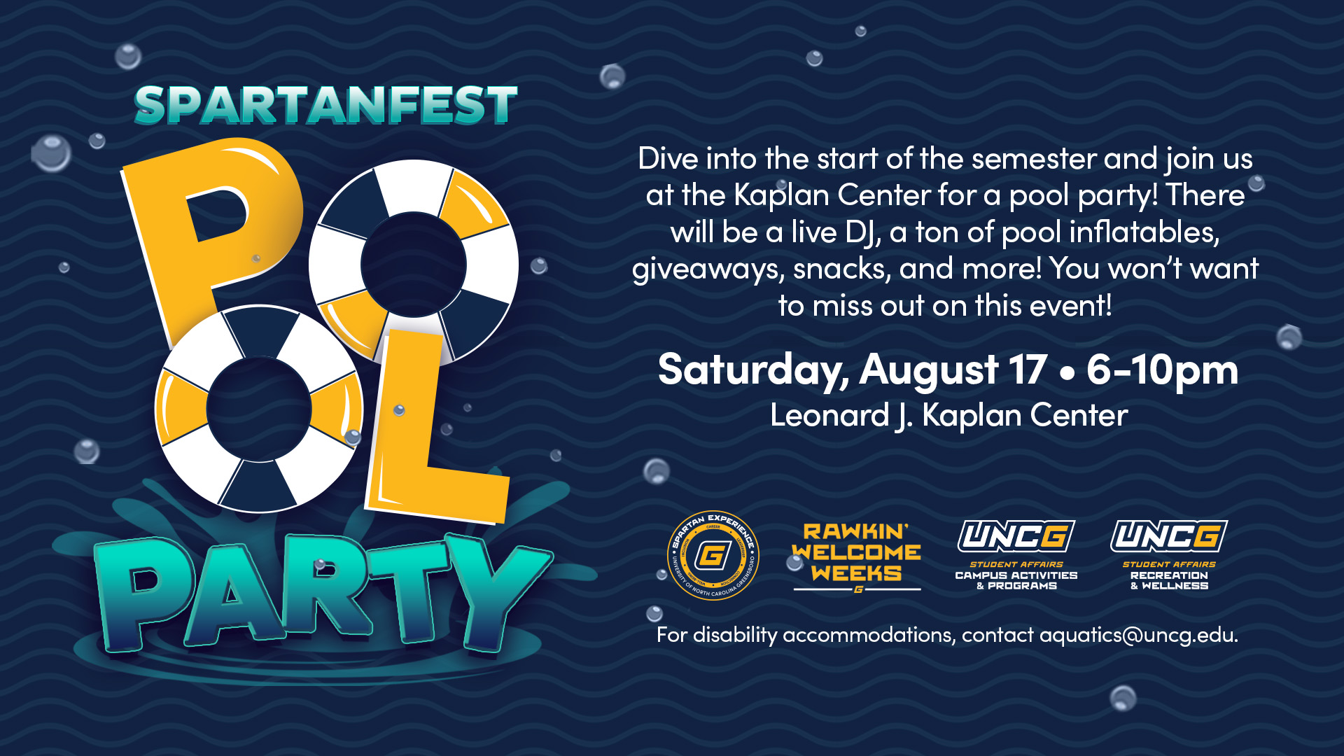 Rawkin Welcome Events Spartan Fest pool party graphic