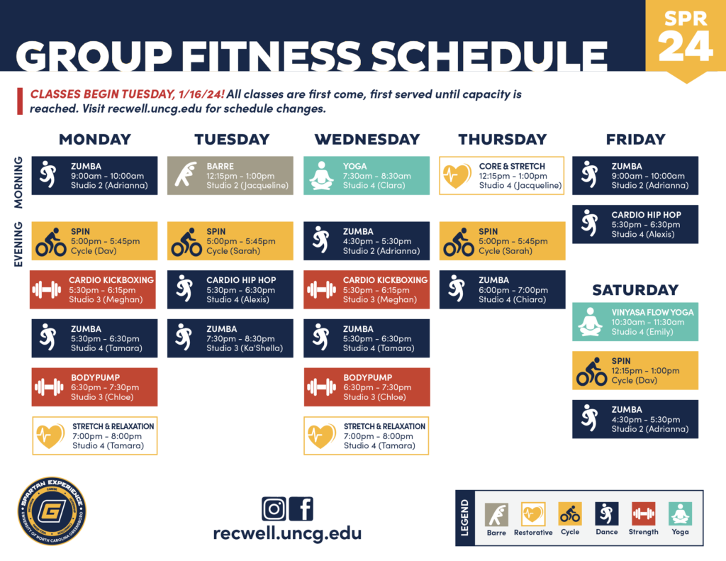 Spring Group Fitness schedule